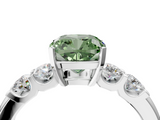 White gold Fancy Green Cushion  Brilliant Cut Diamond Five-Stone Prong Set Engagement Ring with Channel Band_7