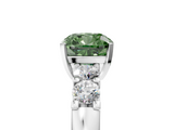 White gold Fancy Green Cushion  Brilliant Cut Diamond Five-Stone Prong Set Engagement Ring with Channel Band_8