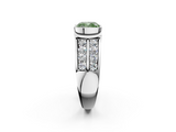 White gold Fancy Green Cushion  Brilliant Diamond Channel Set Wide Band Ring with Bezel Setting_22