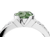 White gold Fancy Green Cushion  Brilliant Diamond Channel Set Wide Band Ring with Bezel Setting_23