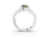 White gold Fancy Green Cushion  Brilliant Diamond Channel Set Wide Band Ring with Bezel Setting_23