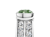 White gold Fancy Green Cushion  Brilliant Diamond Channel Set Wide Band Ring with Bezel Setting_25