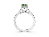White gold Fancy Green Cushion  Brilliant Diamond Solitaire with Pavé Band and Four-Prong Setting 4