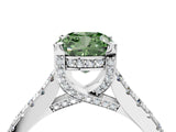 White gold Fancy Green Cushion  Brilliant Diamond Solitaire with Pavé Band and Four-Prong Setting 5