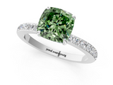 White gold Fancy Green Cushion  Brilliant Pavé Band Solitaire with Four-Prong Setting_100