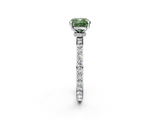 White gold Fancy Green Cushion  Brilliant Pavé Band Solitaire with Four-Prong Setting_101