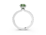 White gold Fancy Green Cushion  Brilliant Pavé Band Solitaire with Four-Prong Setting_73