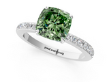 White gold Fancy Green Cushion  Brilliant Pavé Band Solitaire with Four-Prong Setting_79