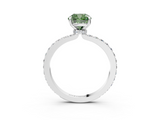 White gold Fancy Green Cushion  Brilliant Pavé Band Solitaire with Four-Prong Setting_81