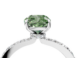 White gold Fancy Green Cushion  Brilliant Pavé Band Solitaire with Four-Prong Setting_86