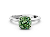 White gold Fancy Green Cushion  Brilliant Solitaire Engagement Ring with Six-Prong Setting and Classic Band_20
