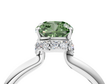 White gold Fancy Green Cushion  Brilliant Solitaire Engagement Ring with Six-Prong Setting and Classic Band_24