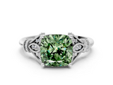 White gold Fancy Green Cushion  Brilliant Solitaire with Pave Band and Four-Prong Setting_20