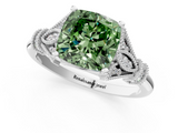 White gold Fancy Green Cushion  Brilliant Solitaire with Pave Band and Four-Prong Setting_21