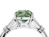 White gold Fancy Green Cushion  Brilliant Solitaire with Pave Band and Four-Prong Setting_24