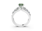 White gold Fancy Green Cushion  Brilliant Solitaire with Side Stones on a Pave Band and Four-Prong Setting_33
