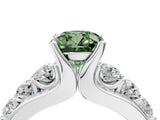 White gold Fancy Green Cushion  Brilliant Solitaire with Side Stones on a Pave Band and Four-Prong Setting_34