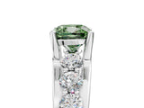 White gold Fancy Green Cushion  Brilliant Solitaire with Side Stones on a Pave Band and Four-Prong Setting_35