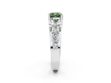 White gold Fancy Green Cushion  Brilliant Solitaire with Side Stones on a Pave Band and Four-Prong Setting_63