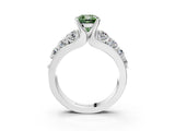 White gold Fancy Green Cushion  Brilliant Solitaire with Side Stones on a Pave Band and Four-Prong Setting_63