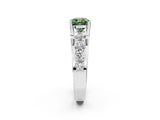 White gold Fancy Green Cushion  Brilliant Solitaire with Side Stones on a Pave Band and Four-Prong Setting_86