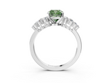 White gold Fancy Green Cushion  Cluster Diamond Engagement Ring with Pavé Band and Four-Prong Setting_66