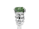 White gold Fancy Green Cushion  Cluster Diamond Engagement Ring with Pavé Band and Four-Prong Setting_68