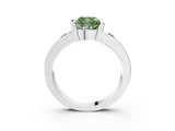 White gold Fancy Green Cushion Cut Brilliant Channel-Set Diamond Ring with Bezel Prong Setting_15