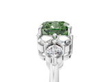 White gold Fancy Green Cushion Cut Brilliant Diamond Cluster Accent Solitaire Ring with Prong Setting_17