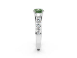 White gold Fancy Green Cushion Cut Brilliant Diamond Pavé Band with Six-Prong Setting_14