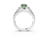 White gold Fancy Green Cushion Cut Brilliant Diamond Pavé Band with Six-Prong Setting_15