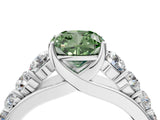 White gold Fancy Green Cushion Cut Brilliant Diamond Pavé Band with Six-Prong Setting_16