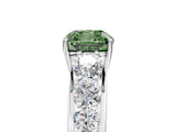 White gold Fancy Green Cushion Cut Brilliant Diamond Pavé Band with Six-Prong Setting_17
