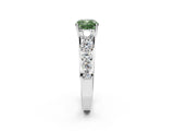 White gold Fancy Green Cushion Cut Brilliant Diamond Pavé Band with Six-Prong Setting_20