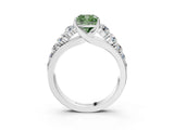 White gold Fancy Green Cushion Cut Brilliant Diamond Pavé Band with Six-Prong Setting_21