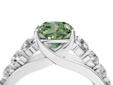 White gold Fancy Green Cushion Cut Brilliant Diamond Pavé Band with Six-Prong Setting_22