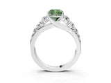 White gold Fancy Green Cushion Cut Brilliant Diamond Pavé Band with Six-Prong Setting_27