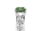 White gold Fancy Green Cushion Cut Brilliant Diamond Pavé Band with Six-Prong Setting_29