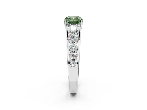 White gold Fancy Green Cushion Cut Brilliant Diamond Pavé Band with Six-Prong Setting_2