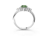 White gold Fancy Green Cushion Cut Brilliant Diamond with Cluster Setting on a Beaded Band and Four-Prong Setting_3