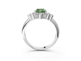 White gold Fancy Green Cushion Cut Brilliant Diamond with Cluster Setting on a Beaded Band and Four-Prong Setting_68