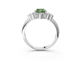 White gold Fancy Green Cushion Cut Brilliant Diamond with Cluster Setting on a Beaded Band and Four-Prong Setting_70