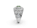White gold Fancy Green Cushion Cut Brilliant Halo Pave Diamond Milgrain Ring_2