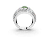 White gold Fancy Green Cushion Cut Brilliant Halo Pave Diamond Milgrain Ring_3