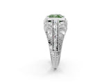 White gold Fancy Green Cushion Cut Brilliant Milgrain Filigree Diamond Ring with Square Prong Setting_2