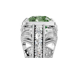 White gold Fancy Green Cushion Cut Brilliant Milgrain Filigree Diamond Ring with Square Prong Setting_5