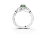White gold Fancy Green Cushion Cut Brilliant Milgrain Pave Heart Band Solitaire Ring_15