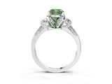 White gold Fancy Green Cushion Cut Brilliant Three-Stone Diamond Ring with Pavé Band and Four-Prong Setting_30