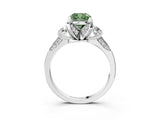 White gold Fancy Green Cushion Cut Brilliant Three-Stone Diamond Ring with Pavé Band and Four-Prong Setting_42