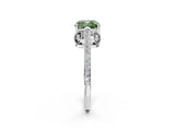 White gold Fancy Green Cushion  Cut Cathedral Pave Diamond Engagement Ring with Six-Prong Setting_34